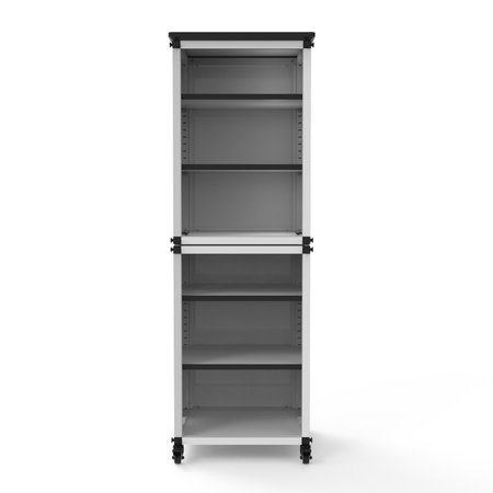 Luxor Modular Classroom Bookshelf - Narrow Stacked Modules with Casters and Tabletop MBSCB06